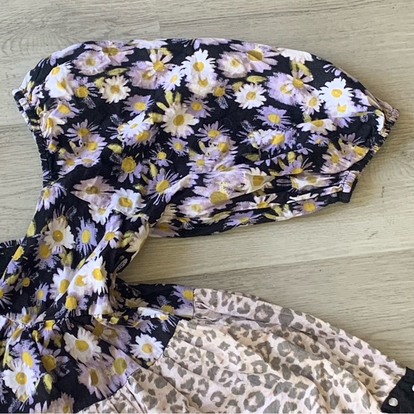 ASOS Tiered Babydoll Floral Multi Patterned  Patchwork Mini Dress size 0 - Picture 3 of 5